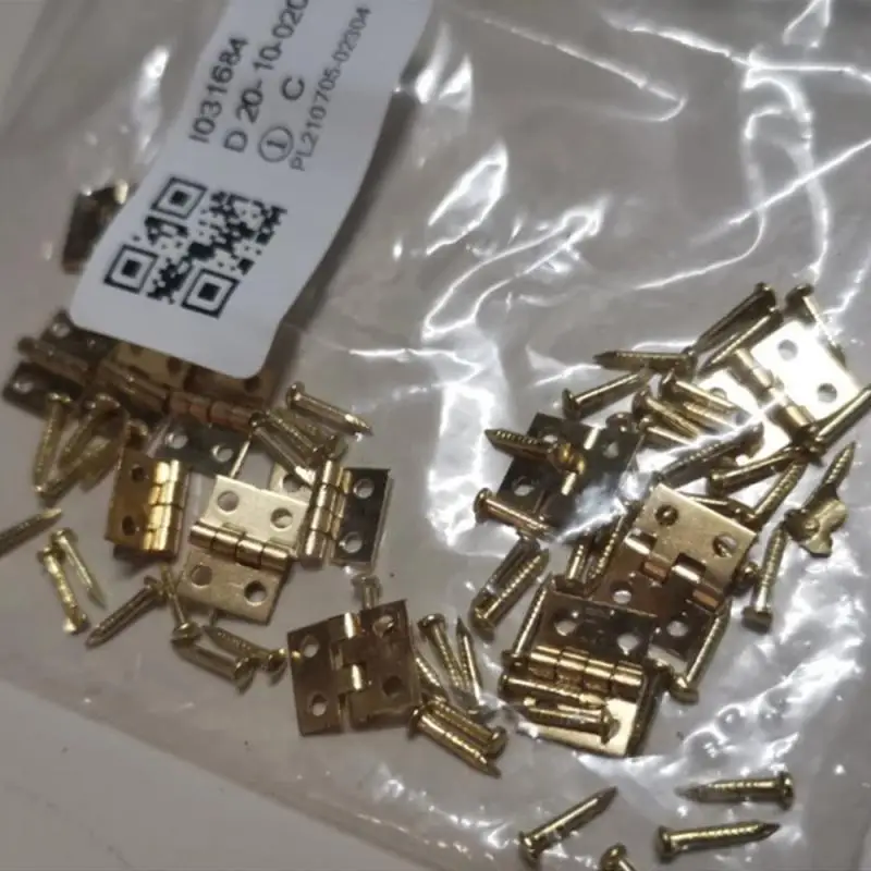 12Pcs Mini Small Heavy Duty Flat Jewelry Chest Gift Wooden Music Box Wine Case Dollhouse Cabinet Door Hinge with Screw