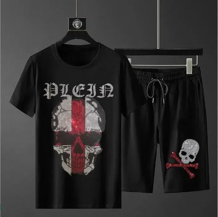

S-4XL Streetwear Suits Anime Graphic Men's Rhinestones Set Design Drop Summer Tracksuit Diamonds