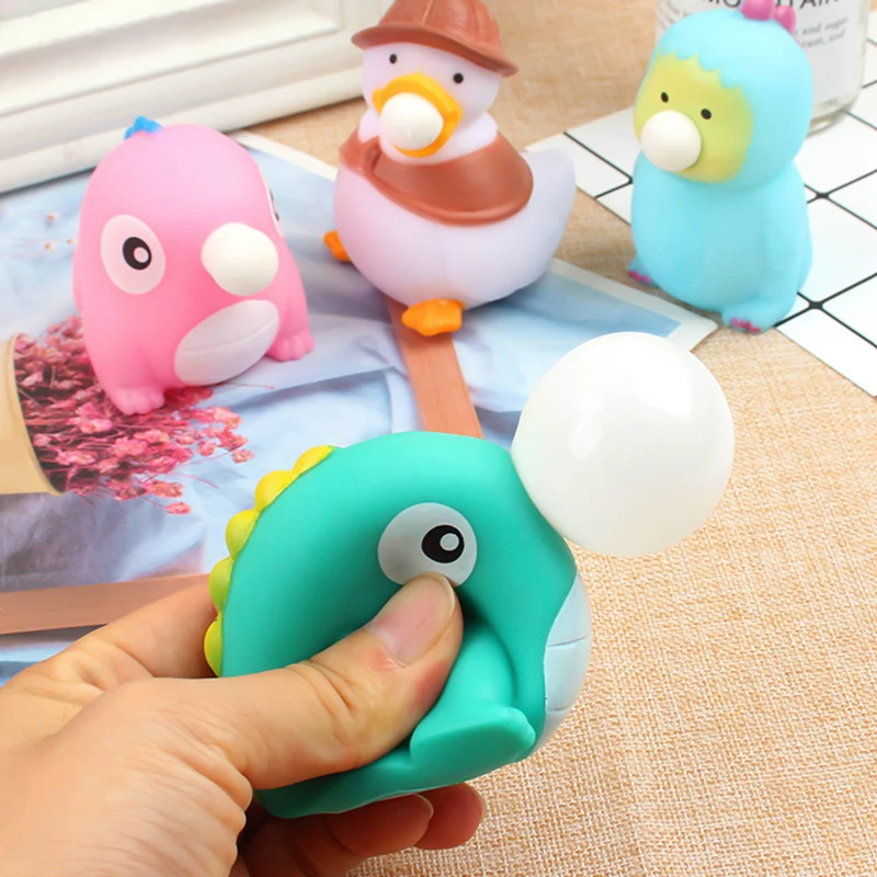 

Office Decompression Toy Baby Vent Spit Bubbles Dinosaur Duck Pinch Toy Color Random Doll Anti Stress Toys for Children Gift