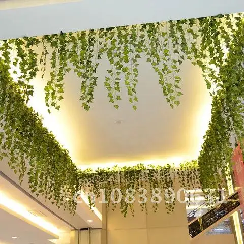 

230cm Green Leaf Ivy Vine Garland Vivid Artificial Plants Creeper Grape For Home Garden Party Wedding Wall Decor Rattan String