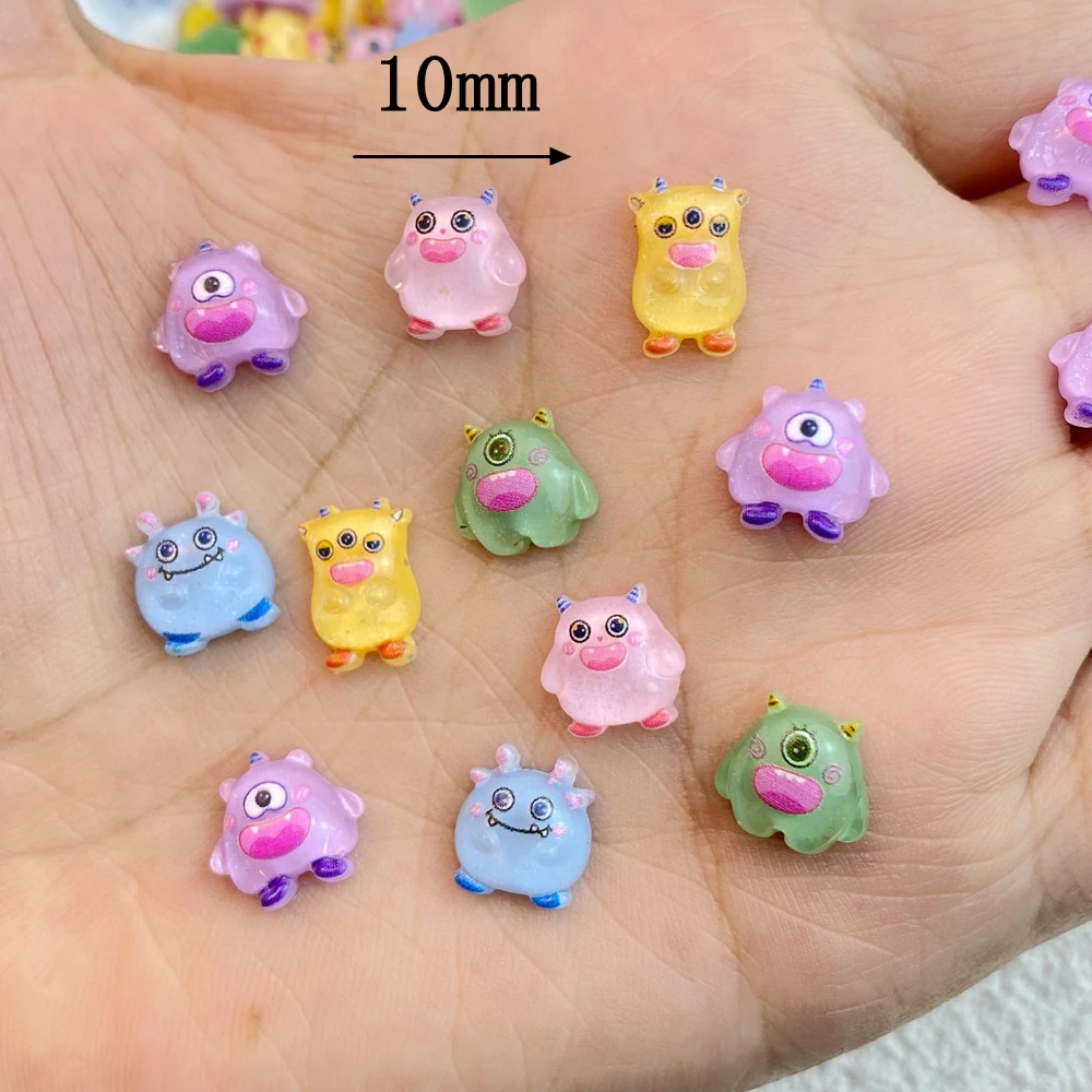 50Pcs New Cute Resin Mini Cartoon Animal Green Ghost Series Flat Back Manicure Parts Embellishments For Hair Bows Accessories 3