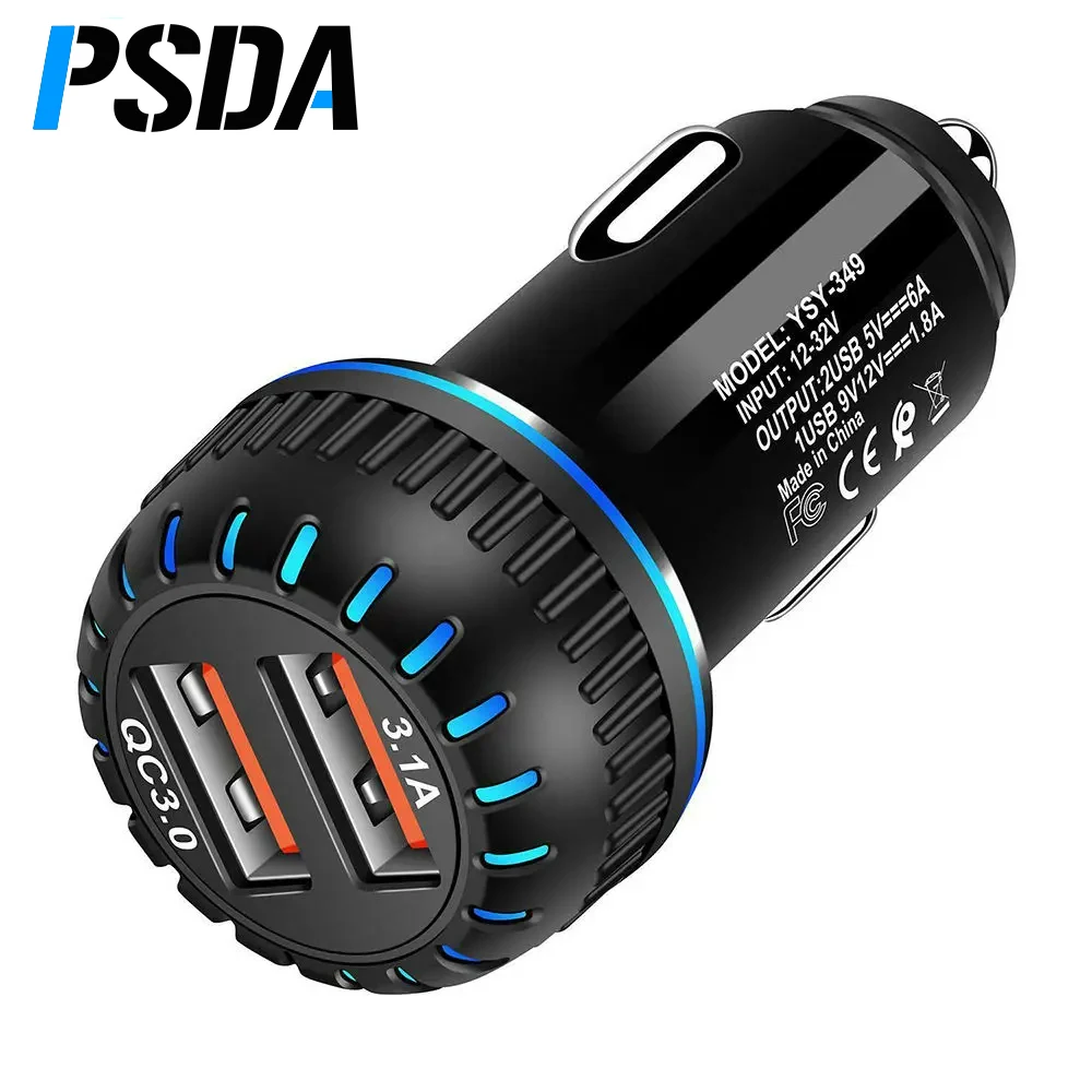 

PSDA 3.1 A Dual USB Car Charger For iPhone X 11 Samsung Huawei Xiaomi Car Charger Fast LED QC 3.0 Mobile Phone Charger