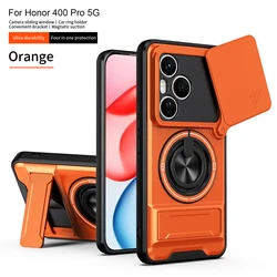 Magnetic Military Armor Phone Case with Fold Holder and Camera Protection - HONOR 400 Pro (SJia - Orange)