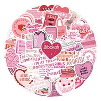10/60pcs Pink Bookish Reading Book Stickers for Students School Season Gifts Scrapbooking Notebooks DIY Laptop Phone Bottle Kids 2