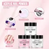 Acrylic Powder French Manicure Dust Professional White Clear Pink Crystal Polymer Builder Nails Extension Gel Kit Nail Set 3