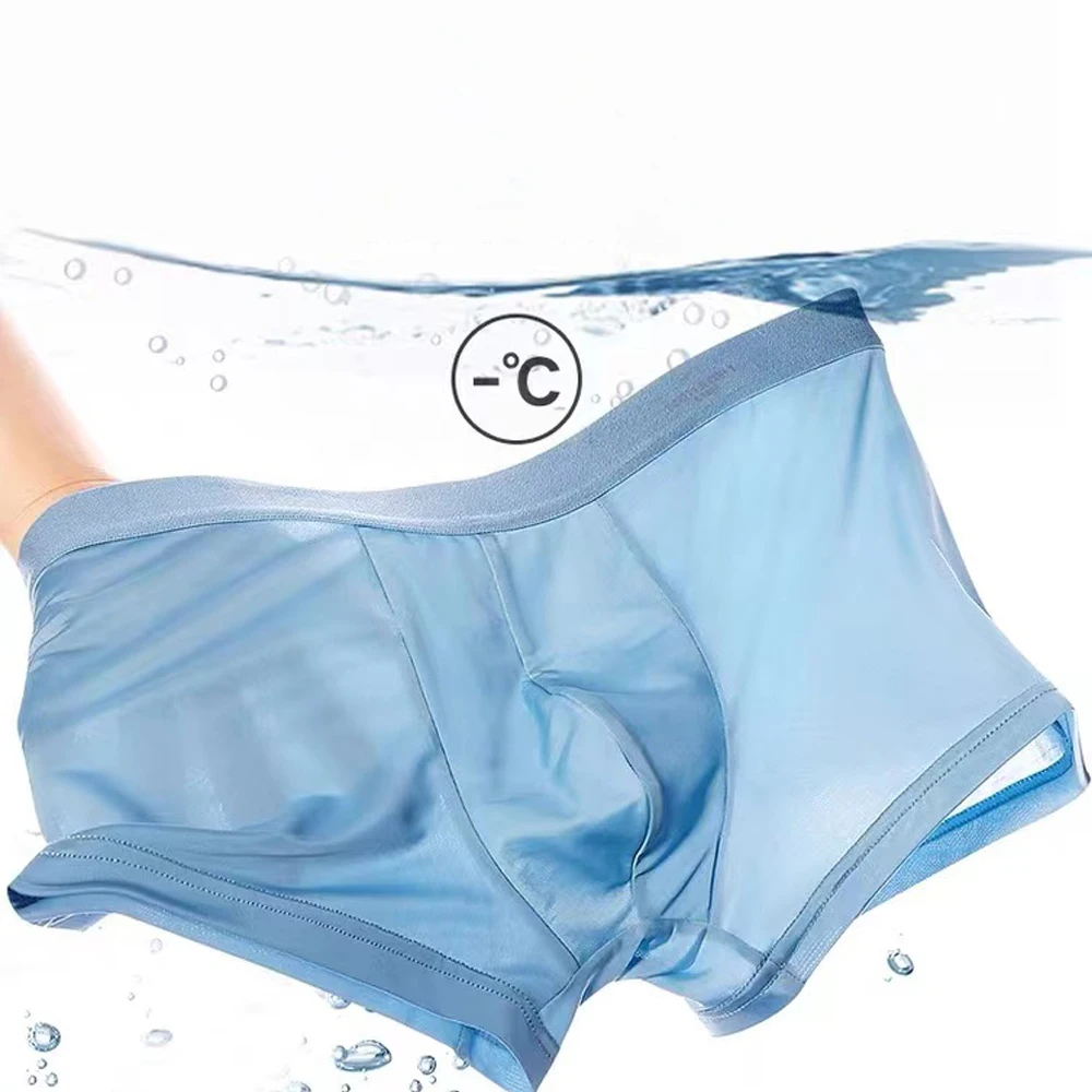 Ice Silk Men Boxer Shorts Underwear Antibacterial Boxershorts Cueca Male Panties Fashion Men Underpants Lingeries 5XL