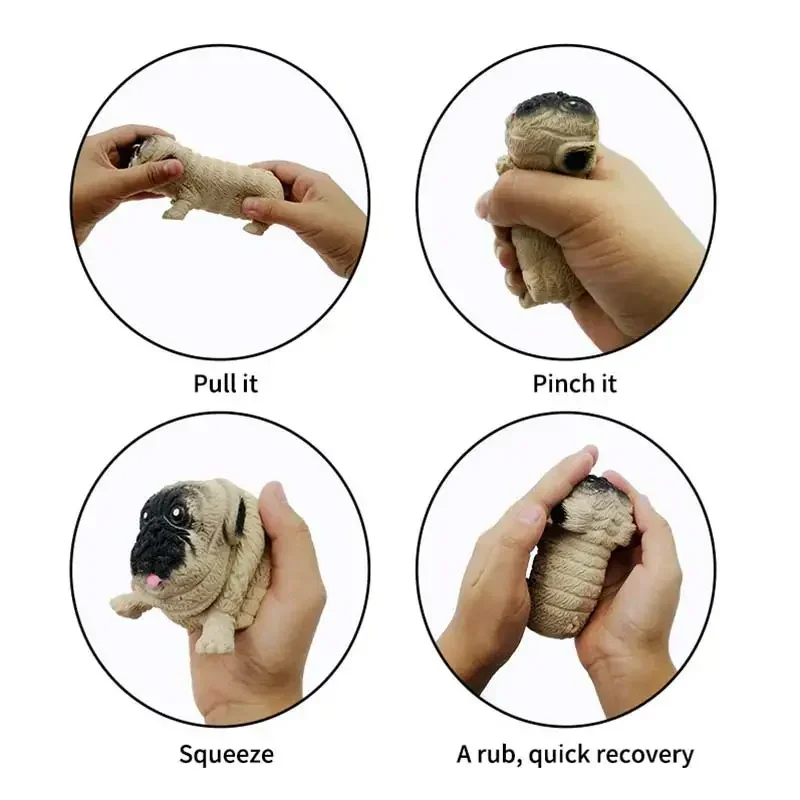 1pcs Pugs bounce off random made-up toys. Release stress animal toys for children's birthday Christmas gifts