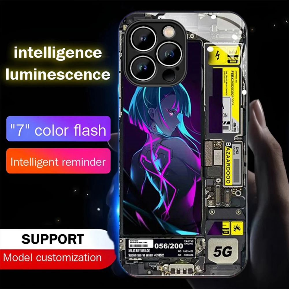 

2024 Luxury Sound Music Control Led Light Phone Case For iPhone 15 14 13 12 11 Pro Max X XR XS 6 7 8 Plus SE2020 Glowing Cover