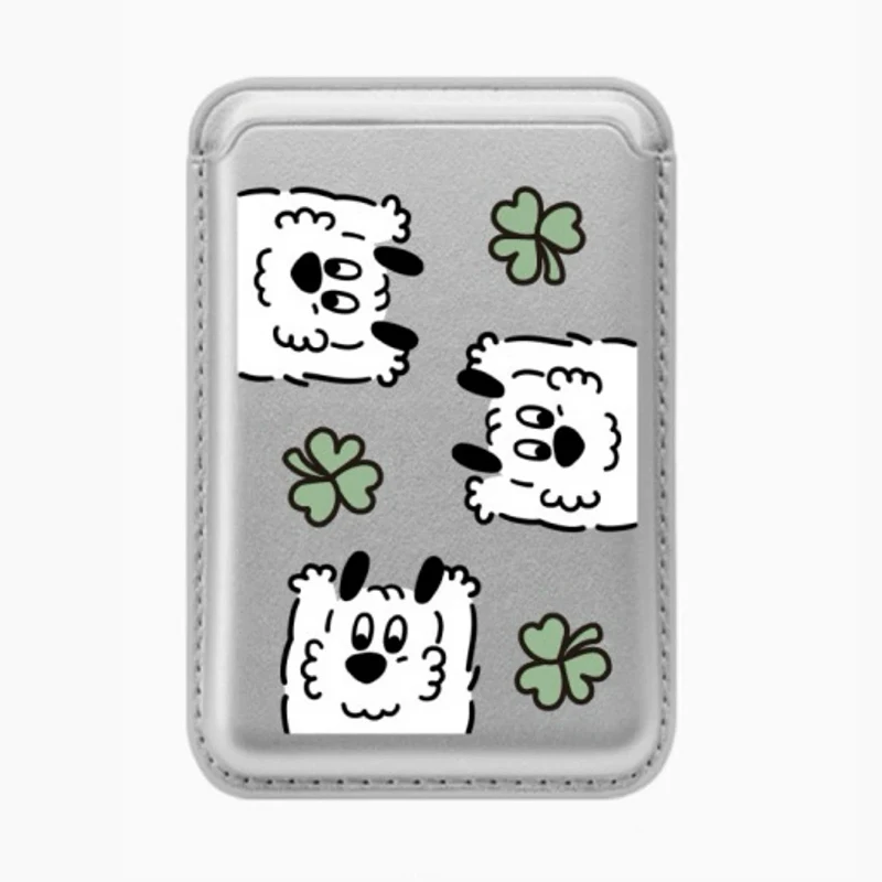 Adorable Dog Cartoon Magnetic Card Holder Phone Case with Magsafe Wallet Slot