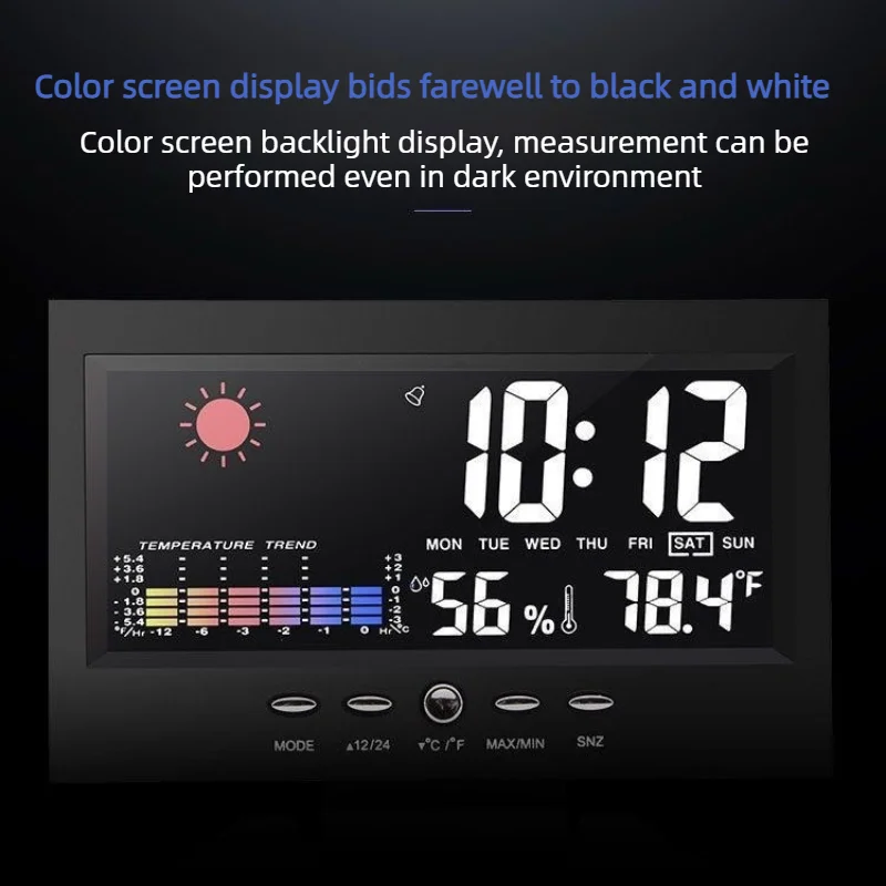 Advanced Color Screen Weather Clock with Indoor Temperature & Humidity Display