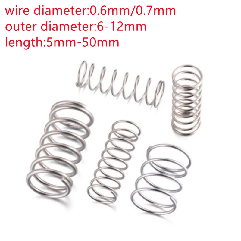 Mini molle di compressione in acciaio inossidabile da 10 pezzi diametro filo 0,6 mm 0,7 mm lunghezza 10 mm a 50 mm  13