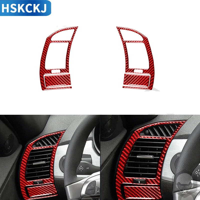 For Bmw Z4 E85 2003-2008 Car Side Vents Air Outlet Red Real Carbon Fiber Trim Covers Decorative Sticker Interior Accessories