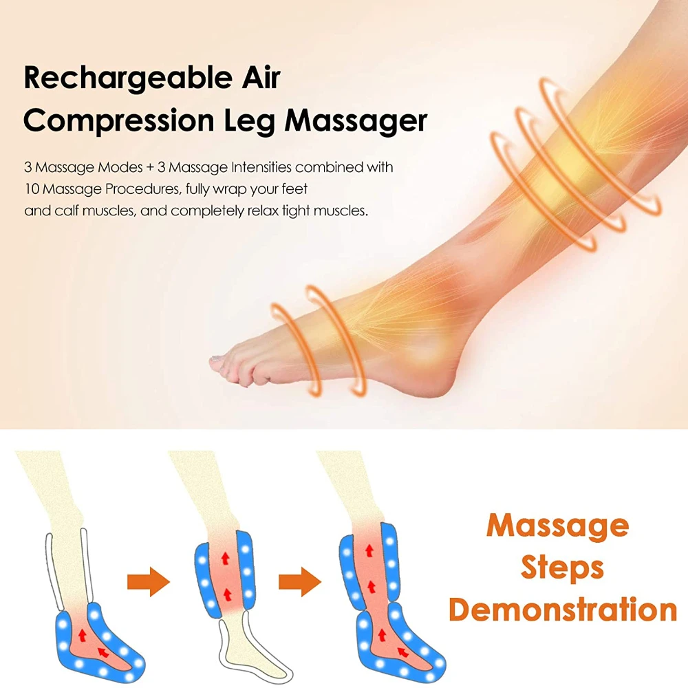 CINCOM Rechargeable Leg Massager for Circulation, Wireless Air Leg Compression Massager, Calf Massager for Leg Pain Relief,Circulation, and Muscles