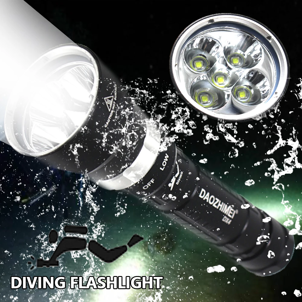 

DX4 LED Diving Flashlight XM-L2 200M Underwater Waterproof Scuba Tactics Diving Dive Light 3-Mode 26650 Flash Light Lantern