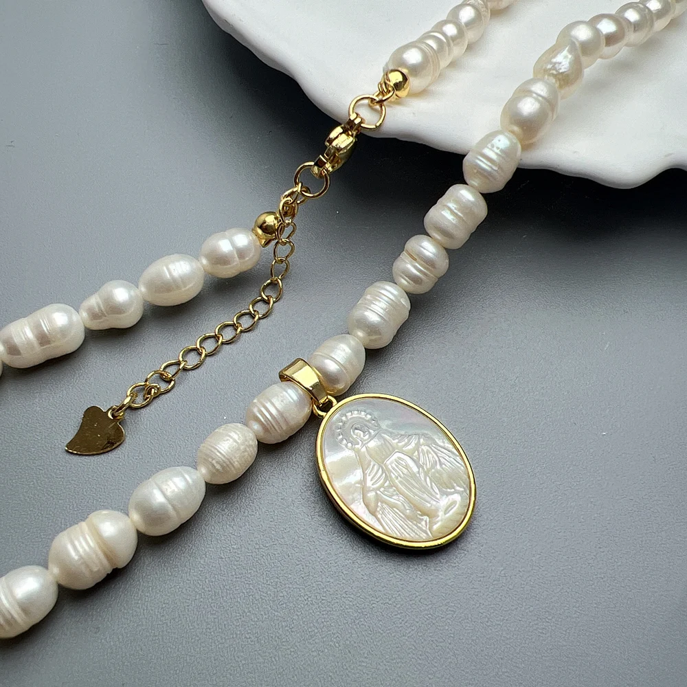 Collana Lunga Donna Vergine Maria - Gioiello In Argento 925 O Placcato Oro 18k - Regalo Religioso Originale Con Scatola Portagioie