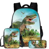 Classic Popular Cartoon Dinosaur 3D Printed 3pcs/Set pupil School Bags Laptop Daypack Backpack Inclined shoulder bag Pencil Case 3