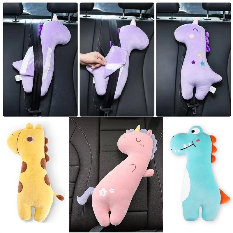 Car Safety Belt Cover Baby Seat Belt Protector Neck Cushion Sleeping Head Support Unicorn Cute Pillow Belt For Children Girl Boy