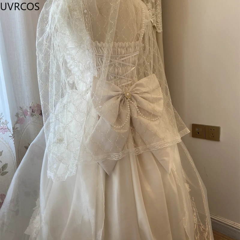 Japan Sweet Lolita Princess Party Wedding Dresses Women Victorian Vintage Jsk Dress Girl Gothic Flower Elegant Trailing Dresses