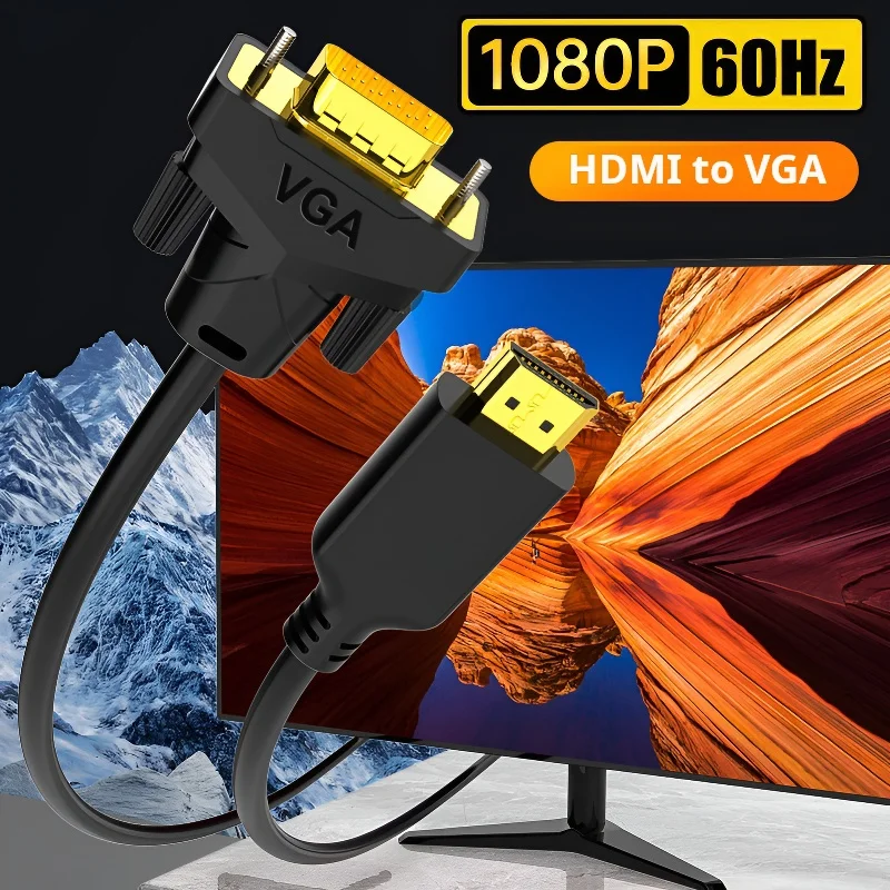 

Hdmi To Vga Cable Laptop Desktop Computer Host Connection Monitor Projector Hd Converter 1080p