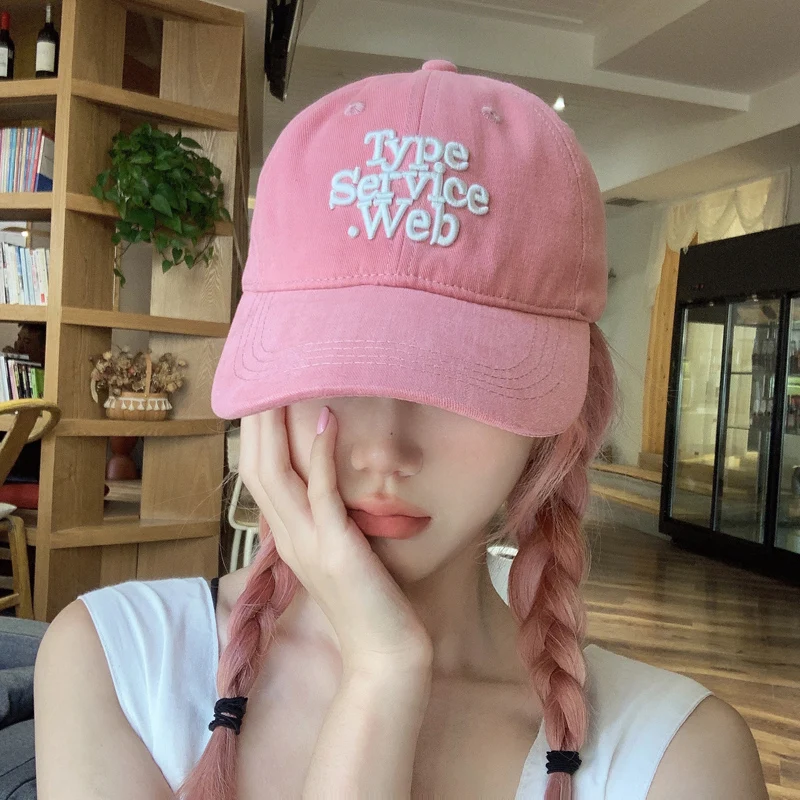 ☆typeservice☆ Typeservice Web Cap Light Pink Korean Ins Sakura Pink Baseball Caps for Women 2023 Spring