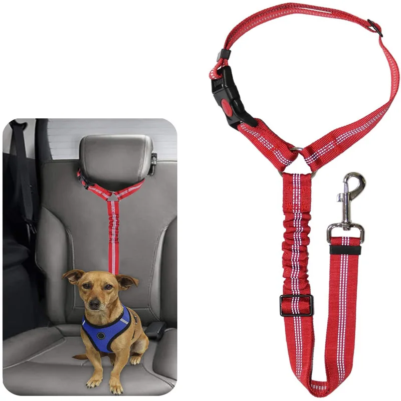 Pet Car Seat Belt Rope Ring Dog Car Retractable Elastic Reflector Leash Dog