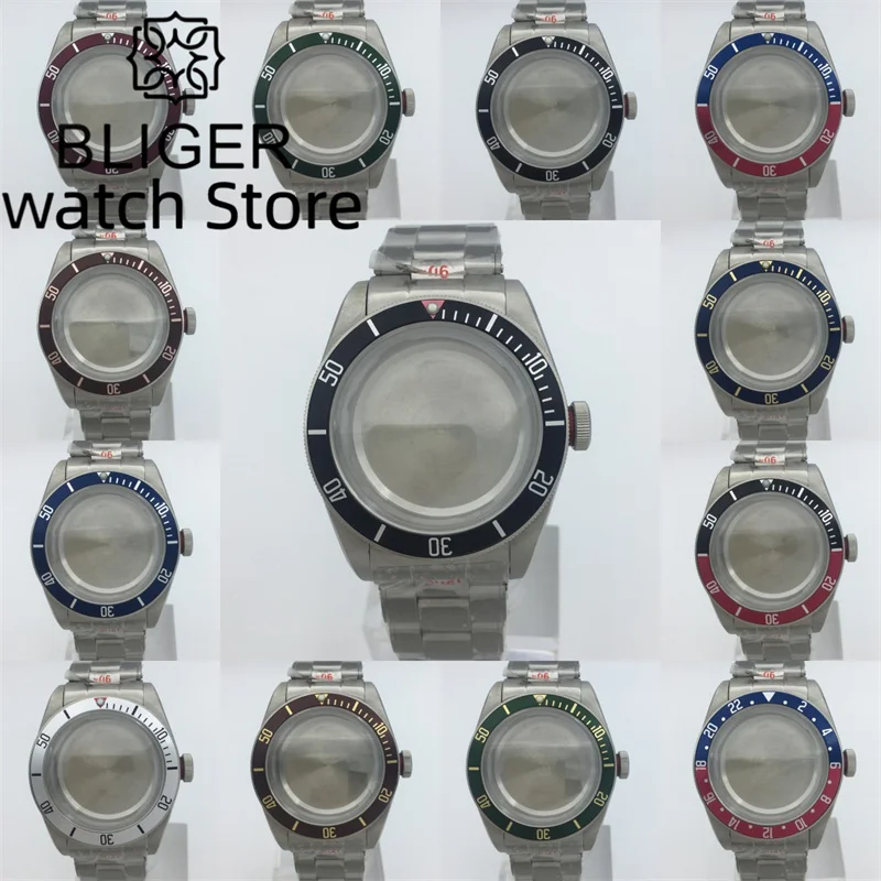 

BLIGER 41mm Stainless Steel case with bezel Sapphire Glass fits NH34 NH35 NH36 ETA2824 2836 PT5000 Miyata DG Series movement