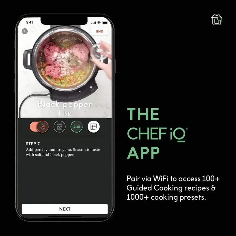 CHEF iQ Smart Pressure Cooker 10 Cooking Functions & 18 Features, Built-in Scale, 1000+ Presets & Times & Temps w/App