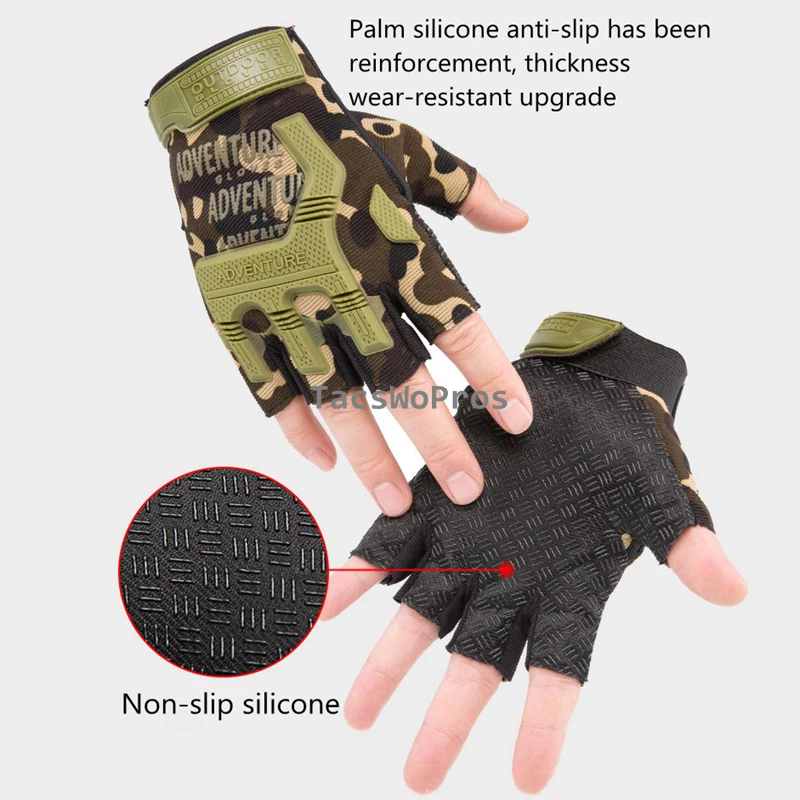 Tactical Combat Half Finger Gloves Anti-slip Hunting Hiking Gloves Outdoor Sports Protective Airsoft Shooting Fingerless