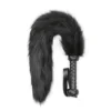 61CM Artificial Wool Fox's Tail Whip,Horse Whip,Costumes Performance Props,PU Leather Handle with Wrist Strap 1