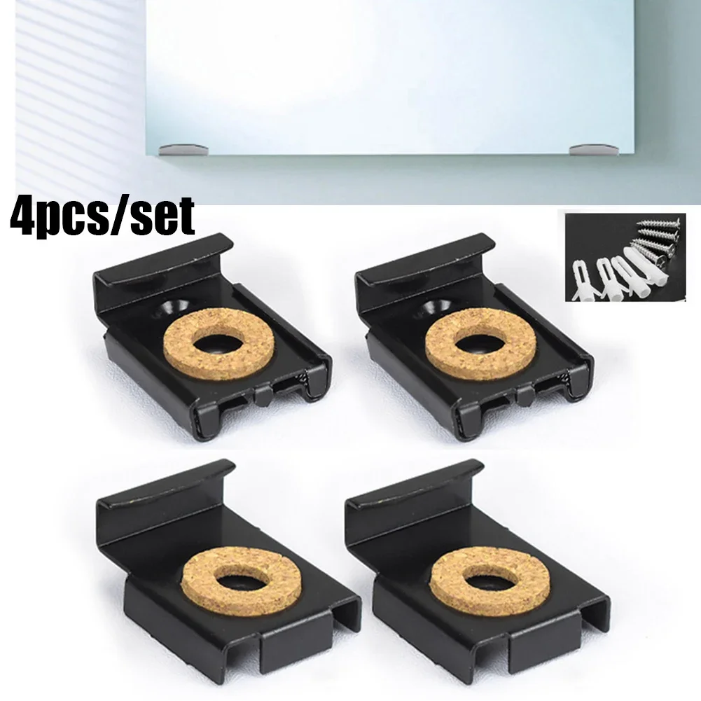 4pcs Square Glass Clamp Zinc Alloy Frameless Bathroom Mirror Glass Wall Mounting Fixing Kit Hardware With Screws Mirror Holder mirror fixing kit glass shelf clamp holder glass fasteners