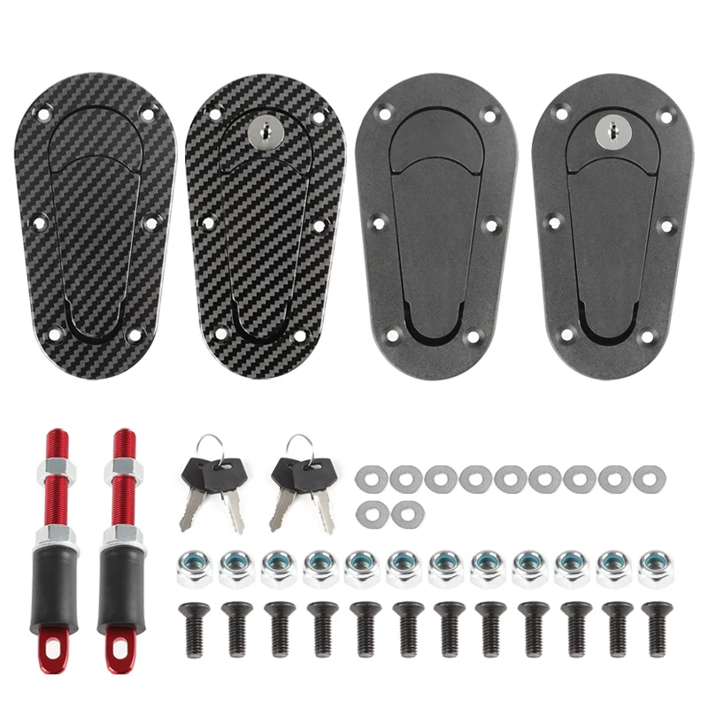 Kit Serrure De Capot Voiture Universel – 2 Verrous Avec Clés, Vis Et Écrous – Alliage D’Aluminium – Sécurité Moteur, Antivol Capot – Noir