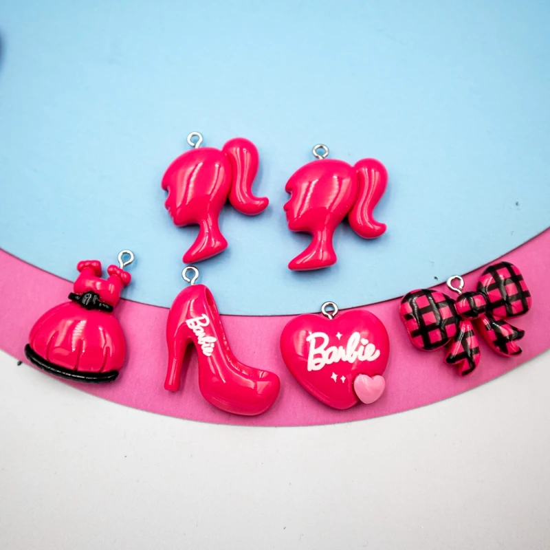 

10PCS Red Romantic Shining Resin Pendant Love Skirt High-Heel Bow Girl Dangle DIY Necklace Earring Bracelet Keychain Accessories