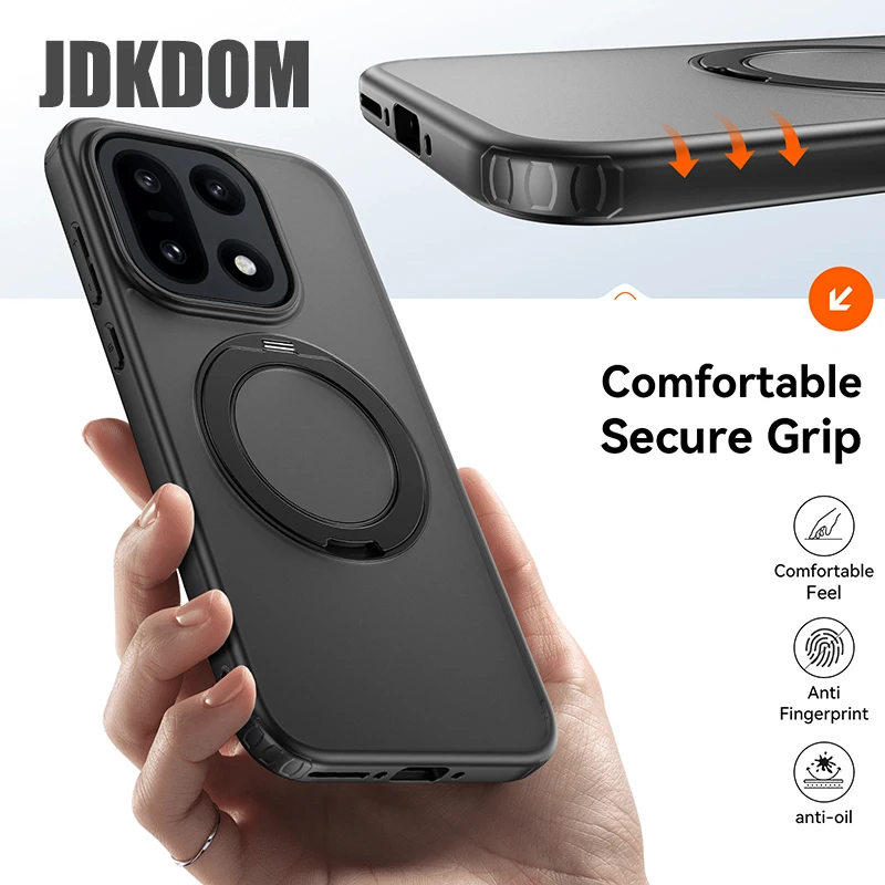 JDKDOM 360° Rotating Magnetic Ring Shockproof Matte Phone Case
