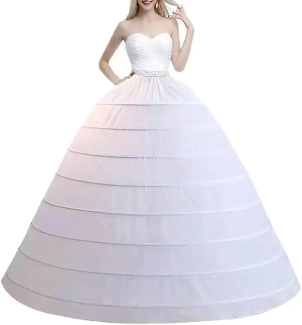 Women's 8 Hoops Super Puffy Petticoats Half Slip Skirt Floor Length Underskirt for Wedding Ball Quinceanera Dress