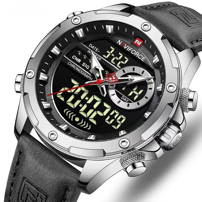 naviforce 9207 sgb originale fabbrica grande quadrante business sport cronografo orologi da polso al quarzo per gli uomini di lusso piccolo tre aghi