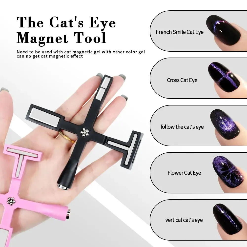 Magnetic Nail Art Tools 5 IN 1 Multi Functional Nail Art Magnetic Stick With Sleeve Cat Magnet Board For Nail Gel Polish Line Strip Effect