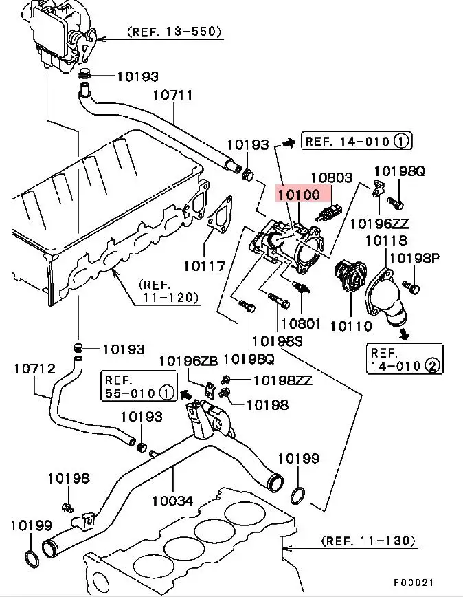 LANCER CS3A CS1A CS2A 4G13 4G15 4G18 ENGINE CASE,THERMOSTAT INLET MD358257