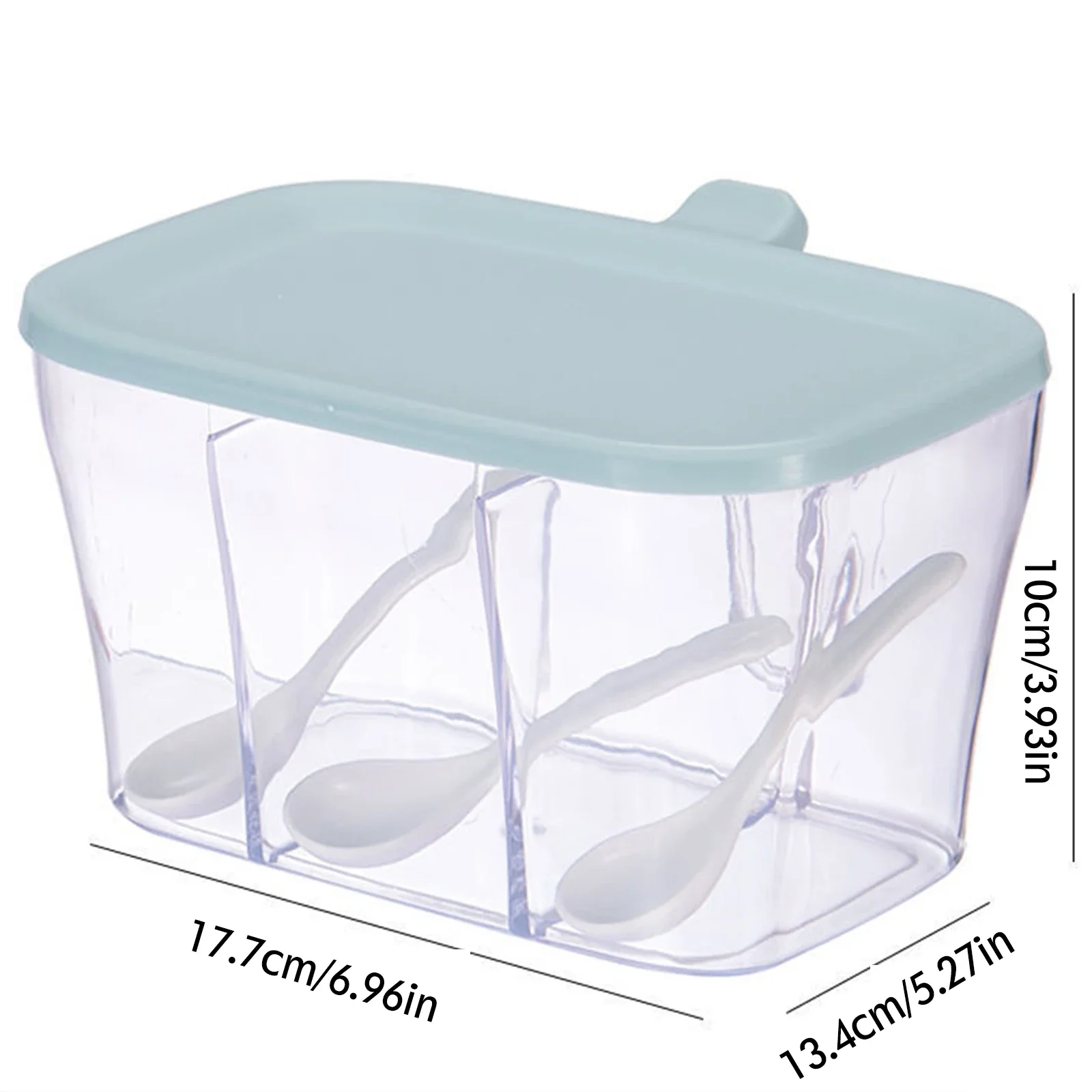 Spice Rack Salt and Pepper Spice Jar Seasoning Organizer Box Three Grid Spices Storage Box Spice Rack Kitchen Canister Sets with 3 Spoons
