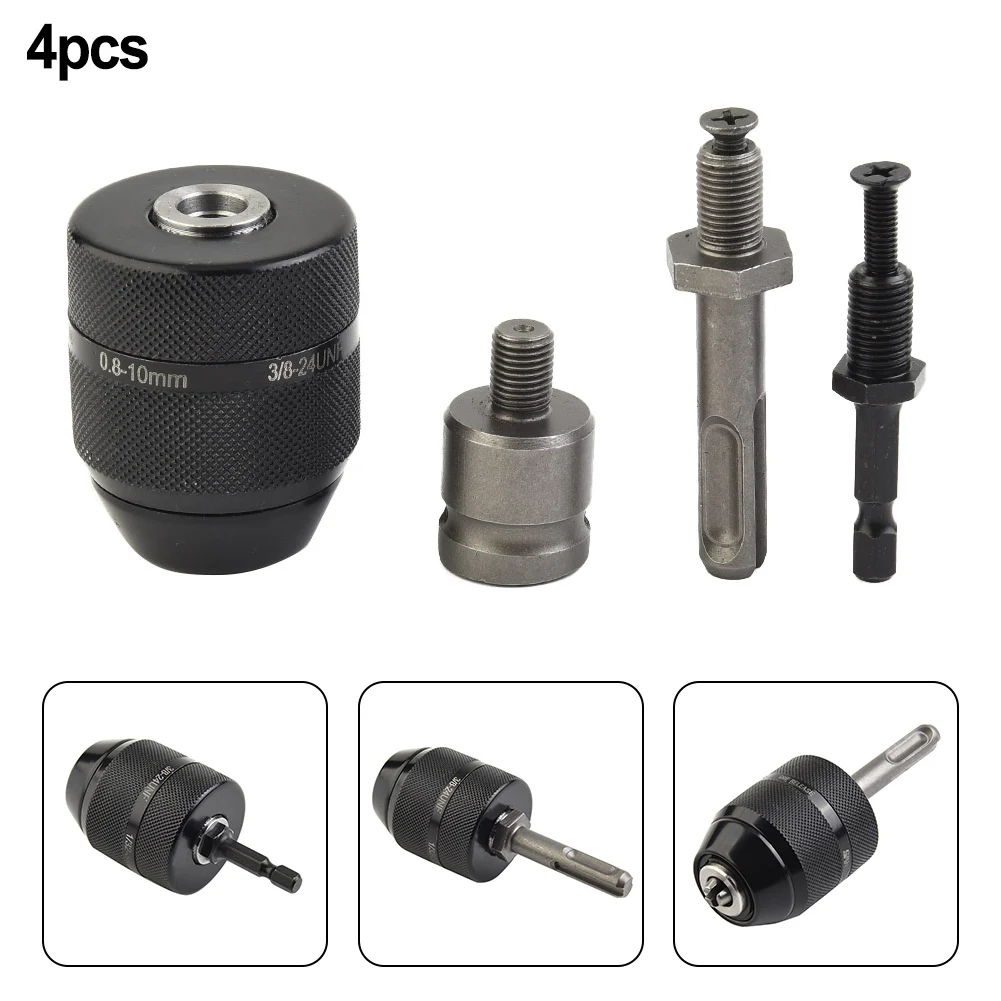 Efficient Drill Chuck SDS Plus Adapter 0.8mm-10mm 3/8-24UNF Adapter Chuck Converter Keyless Socket Square 4pcs adjustable bipod adapter