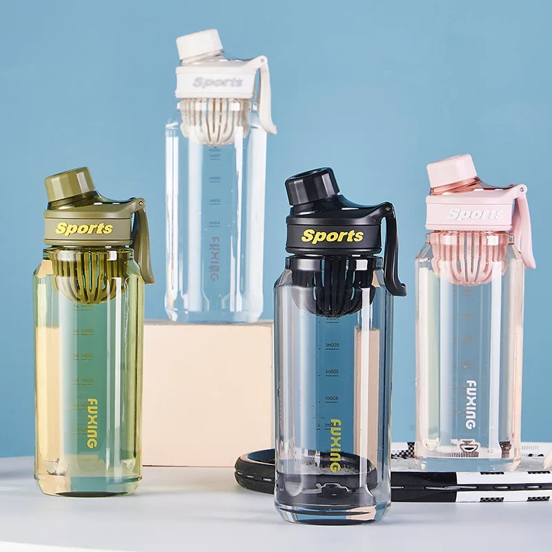 Sports Water Bottle with Tea Filter Large Capacity Transparent Bottle Plastic Cup Outdoor Travel Gym Fitness Water Bottle