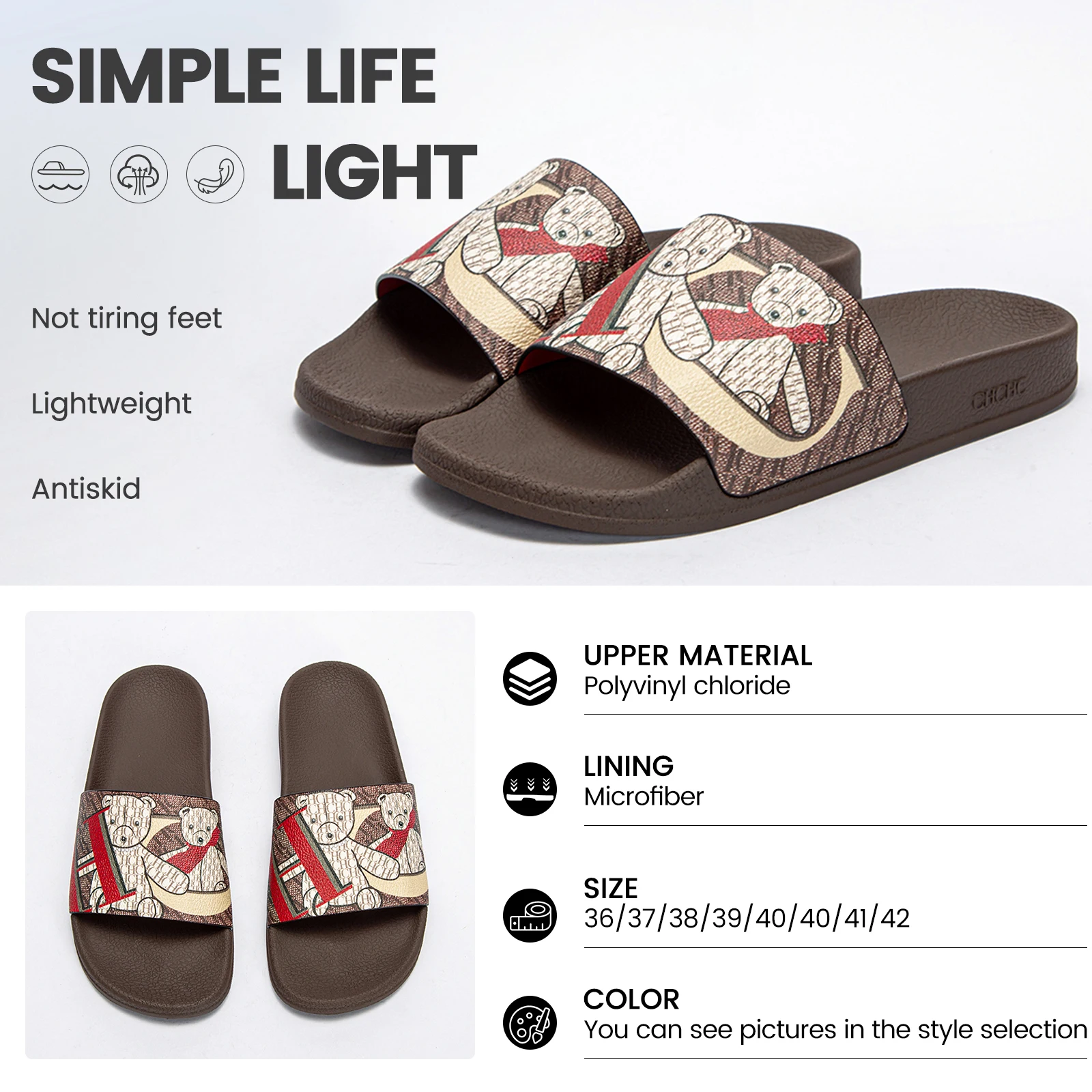 نعال مسطحة بتصميم نمط فريد للنساء ، مادة بولي كلور...