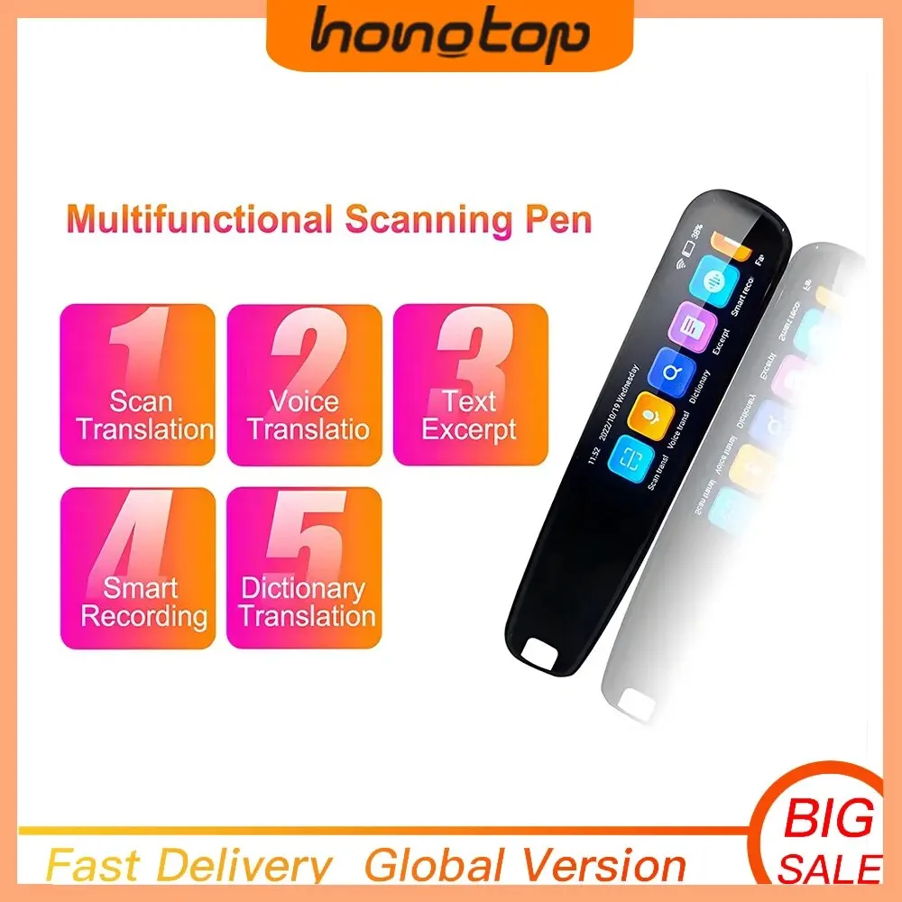 HONGTOP Smart Voice Scan Translator Pen MultifunctionTranslation Real Time 121 Languages Translator Business Dictionary Pen