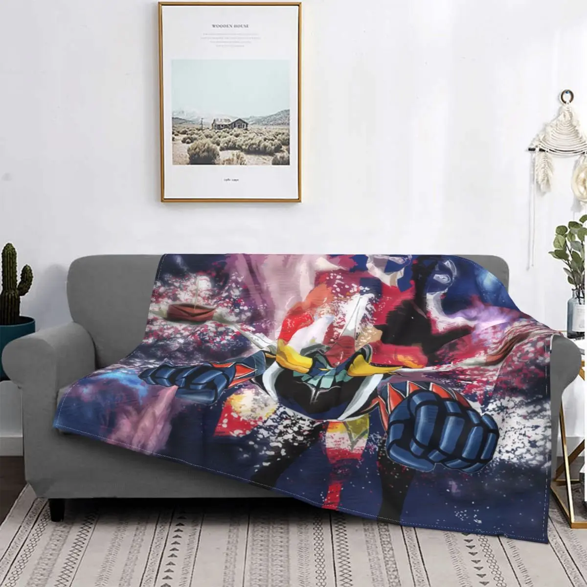

Grendizer UFO Robot Blanket Warm Fleece Soft Flannel Goldrake Mazinger Z Throw Blankets for Bedroom Sofa Home Spring