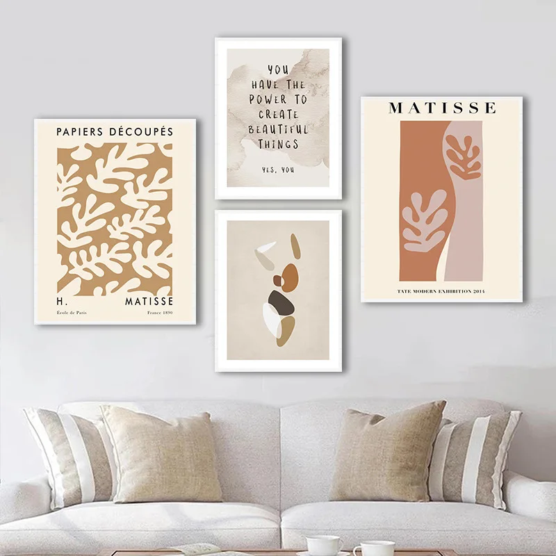 

Новые настенные картины в скандинавском стиле с абстрактными растениями матиссе, картины на холсте, плакаты и принты для украшения гостиной, домашний декор