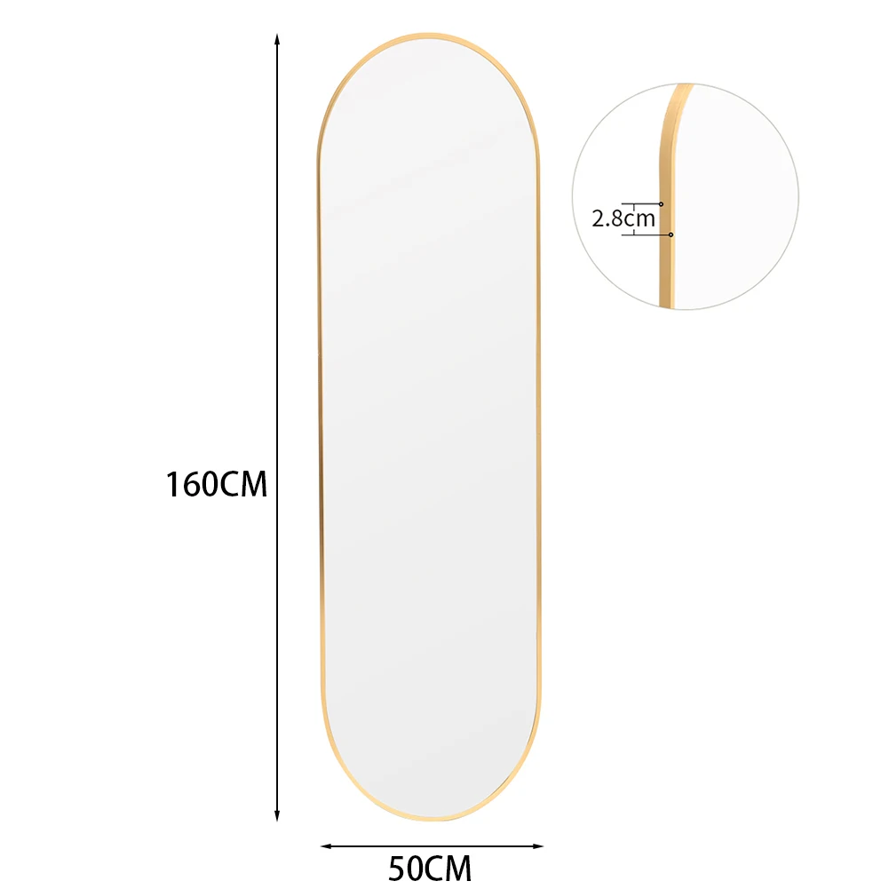 【Lifeideas】Black/Gold 150/160cm Oval Full Length Wall Mounted Mirror