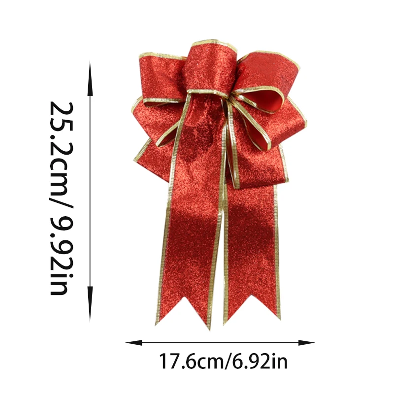 (2Pcs/bag)Size 17.6X25.2Cm Christmas Decoration Sparkling Powder Bow Christmas Tree Pendant Costume Matching