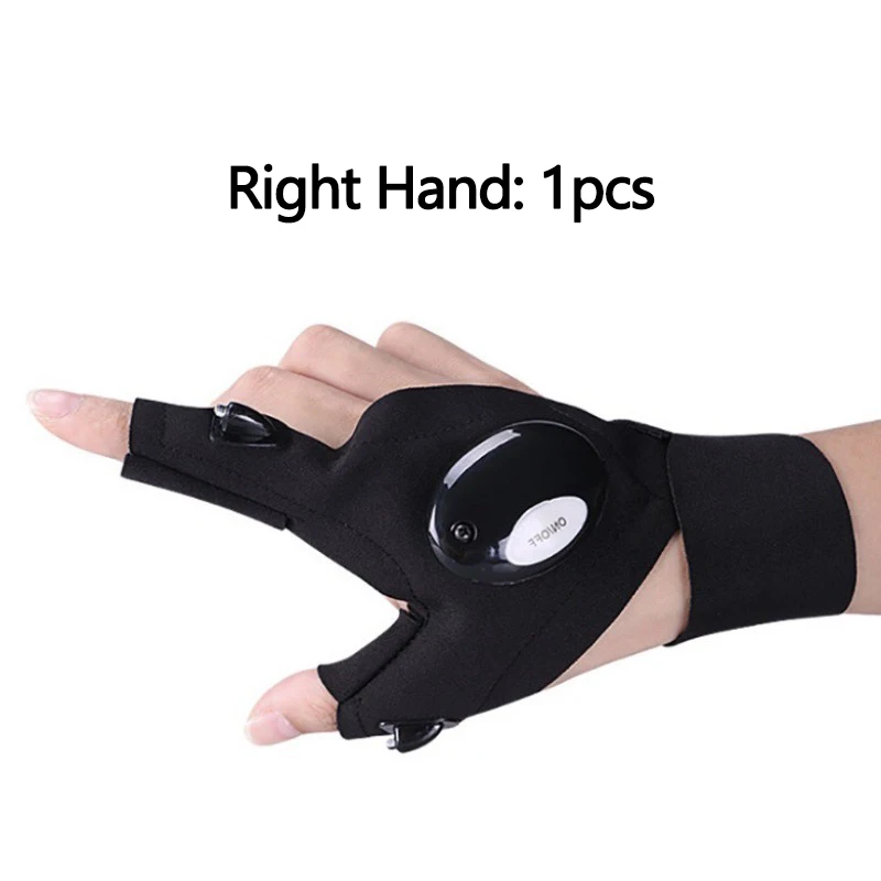 New Outdoor Hunting Gloves Luminous Lighting Half Finger with Lights Night Driving Hunting Vehicle Maintenance Lighting Gloves