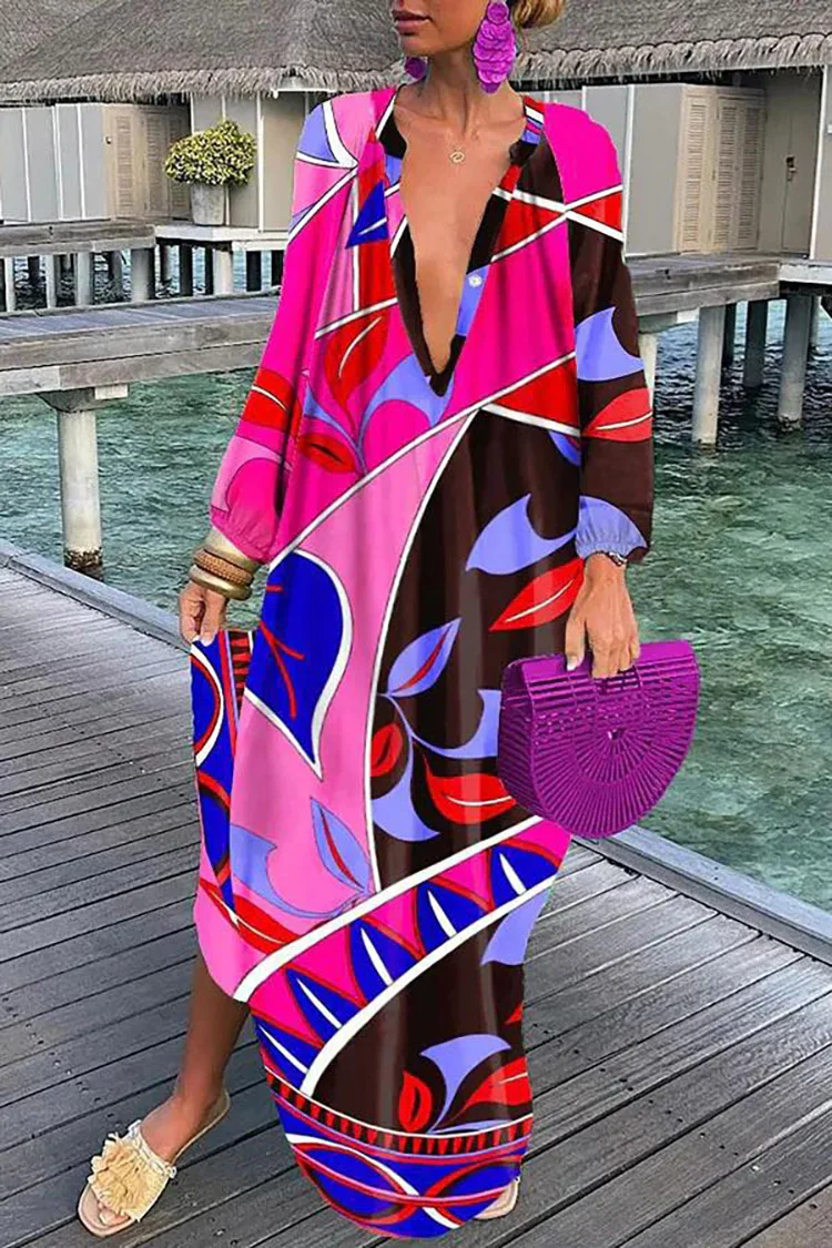 Vintage Deep V-neck Kaftan