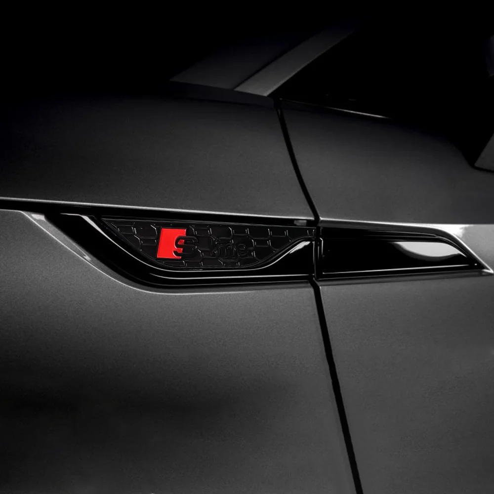 2 Stück ABS Auto-Karosserie Seitenflügel-Emblem Aufkleber Auto-Zubehör für AUDI SLINE S5 RS5 ABT A3 A4 B5 B7 B9 A5 A6 C6 C7 A7 C5 – Detail 11