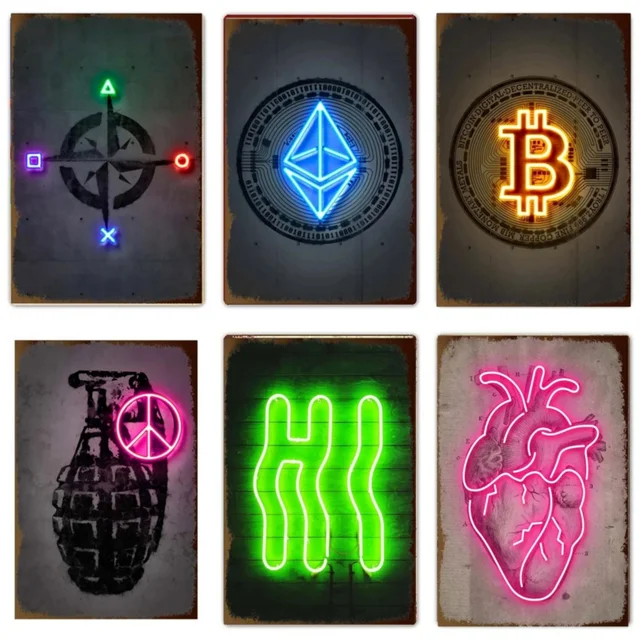 빈티지 감성을 자아내는 레트로풍 금속 주석 표지판